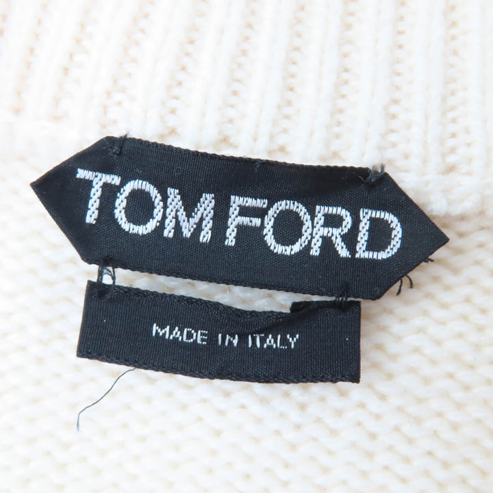Excellent TOM FORD knit Zip design long sleeves white cashmere Women XXS MAK1191
