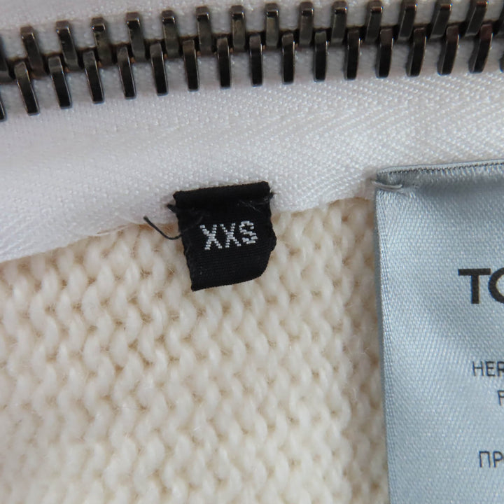 Excellent TOM FORD knit Zip design long sleeves white cashmere Women XXS MAK1191
