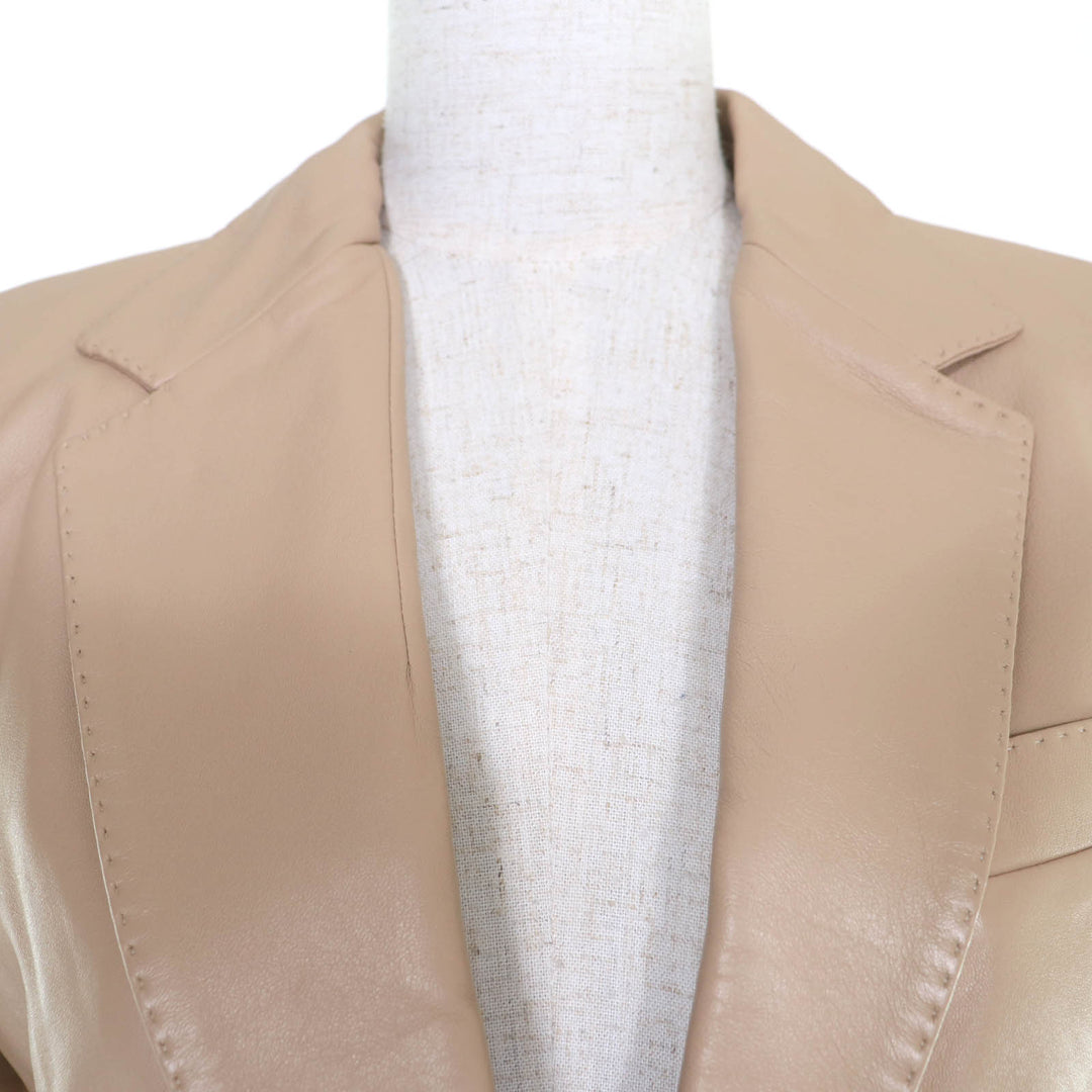 Pristine TAGLIATORE leather jacket SOPHIE PE beige Lamb leather 42 CHE23-02
