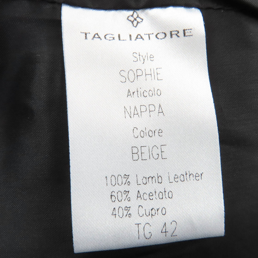 Pristine TAGLIATORE leather jacket SOPHIE PE beige Lamb leather 42 CHE23-02