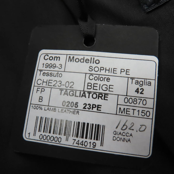 Pristine TAGLIATORE leather jacket SOPHIE PE beige Lamb leather 42 CHE23-02