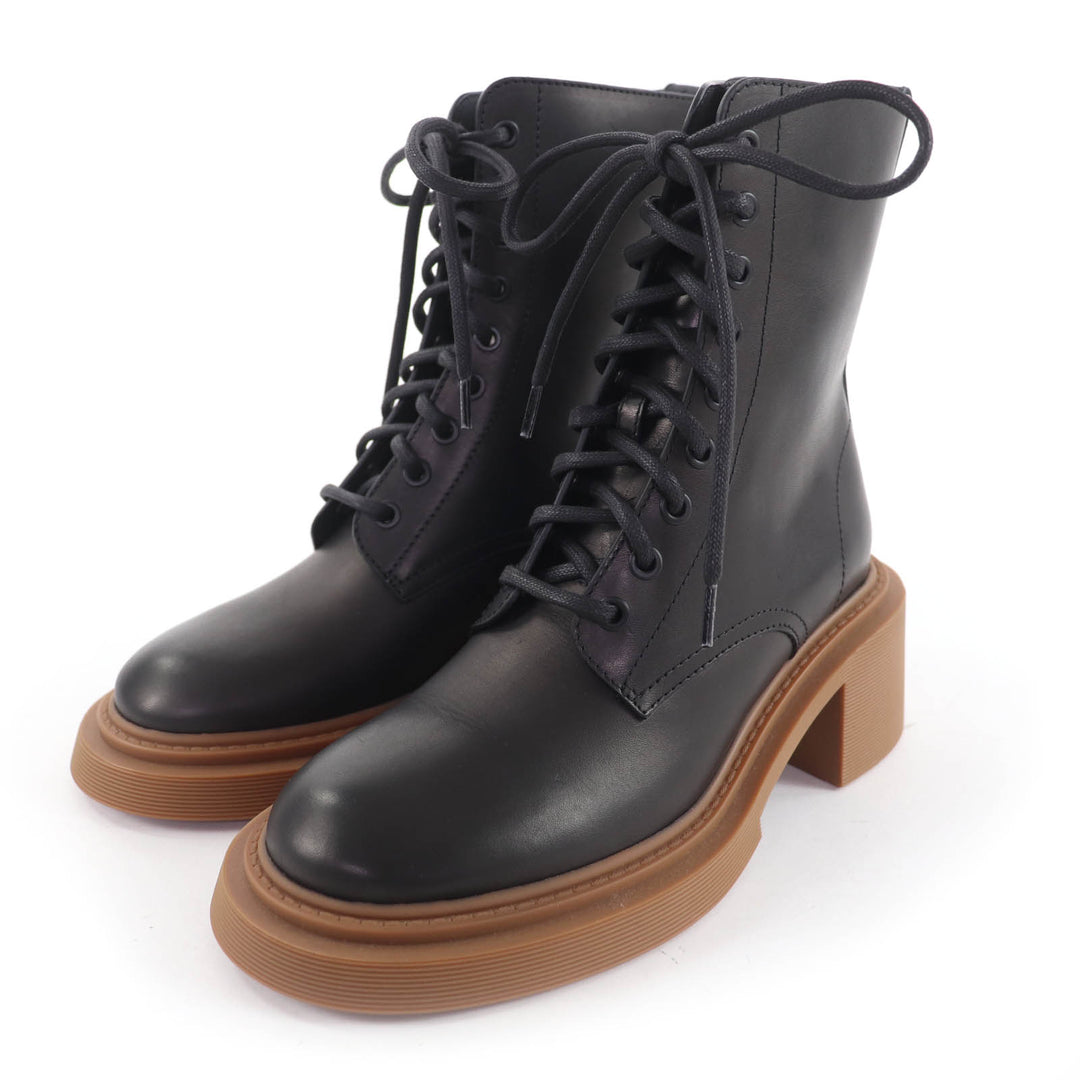 Pristine LOEWE short boots Logo-engraved lace-up leather boots black Women 37