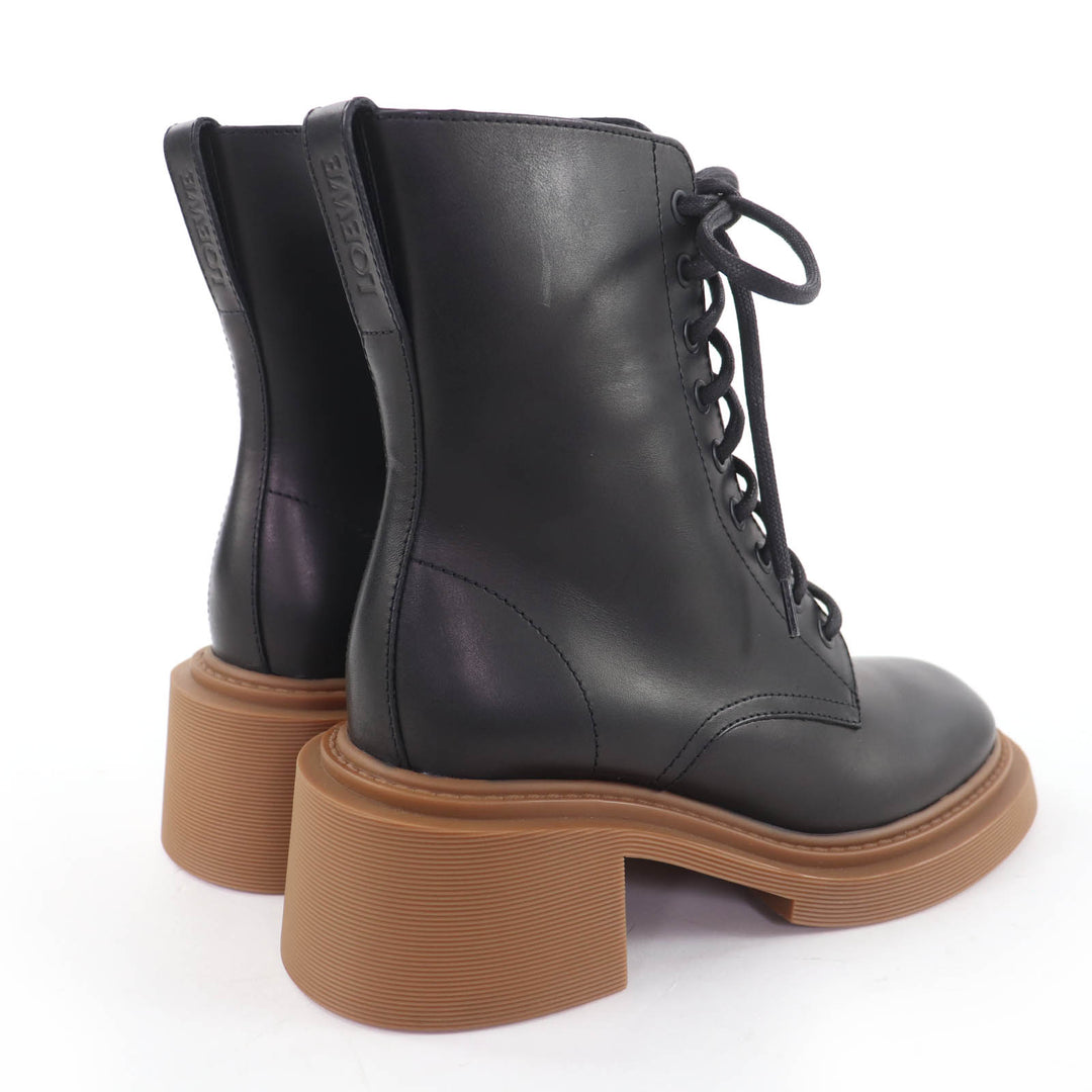 Pristine LOEWE short boots Logo-engraved lace-up leather boots black Women 37