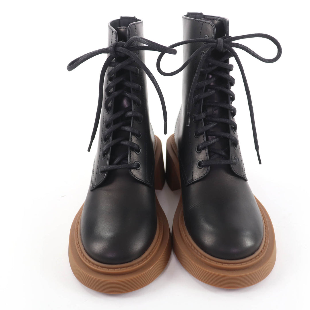 Pristine LOEWE short boots Logo-engraved lace-up leather boots black Women 37