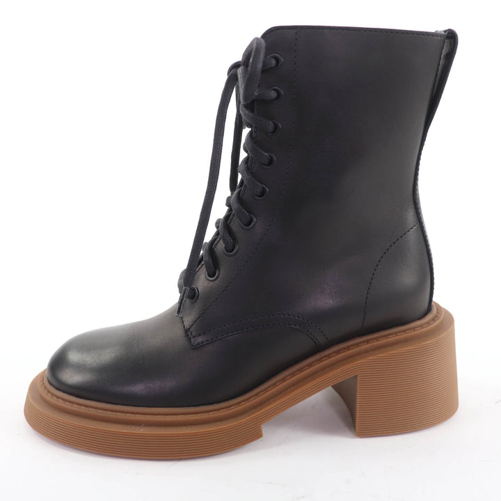 Pristine LOEWE short boots Logo-engraved lace-up leather boots black Women 37