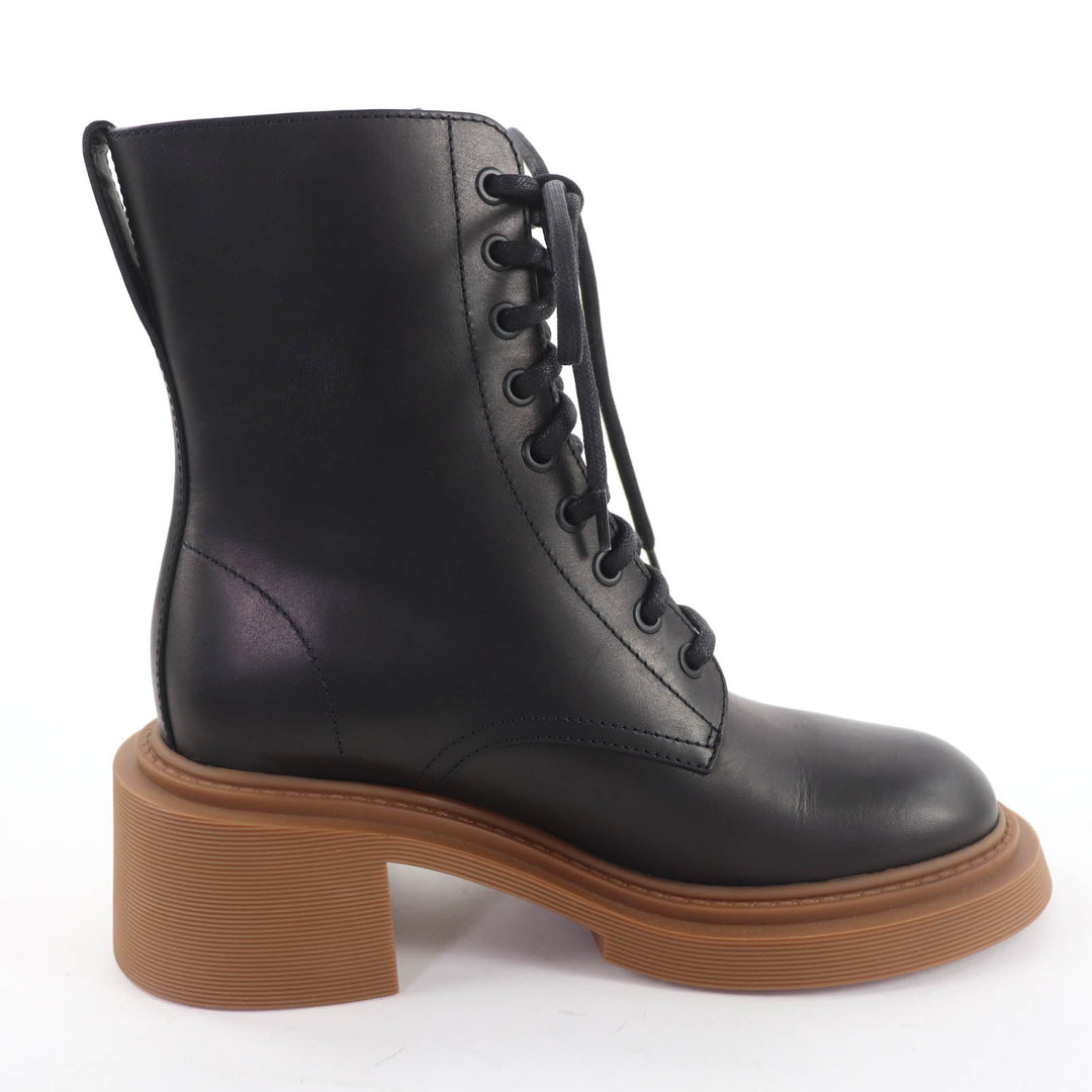 Pristine LOEWE short boots Logo-engraved lace-up leather boots black Women 37