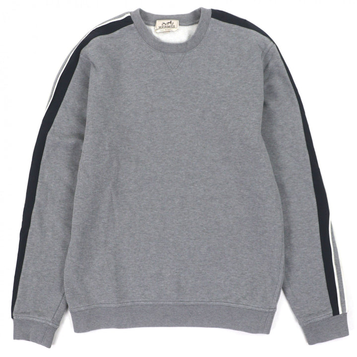 Great HERMES sweat Run H Crew neck sweatshirt pullover gray cotton mens M