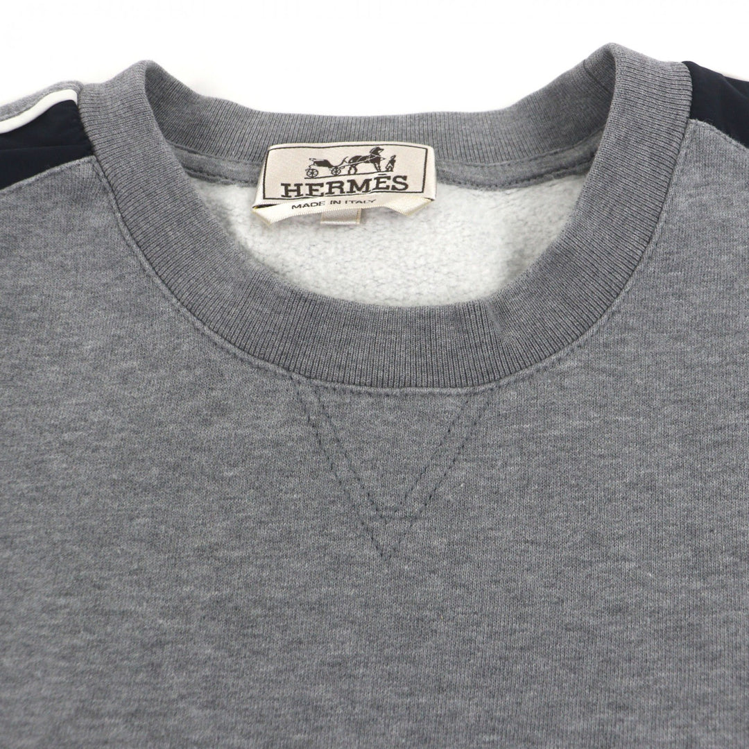 Great HERMES sweat Run H Crew neck sweatshirt pullover gray cotton mens M