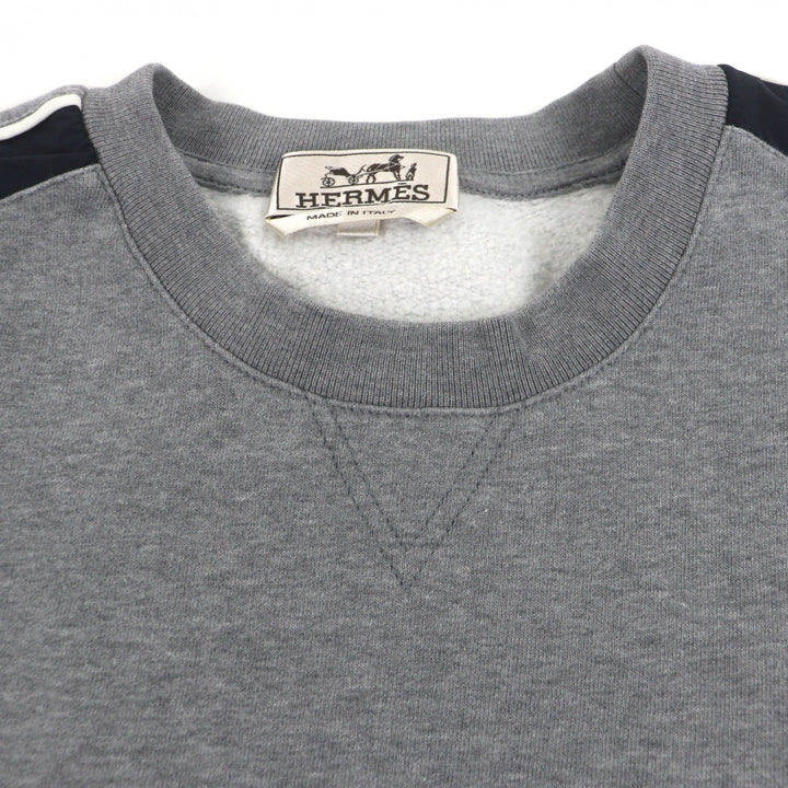 Great HERMES sweat Run H Crew neck sweatshirt pullover gray cotton mens M
