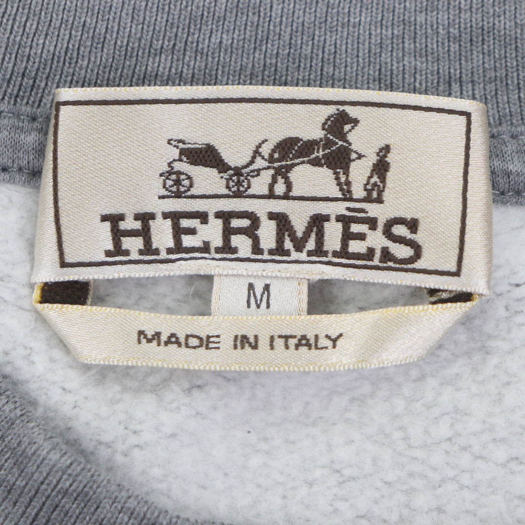 Great HERMES sweat Run H Crew neck sweatshirt pullover gray cotton mens M