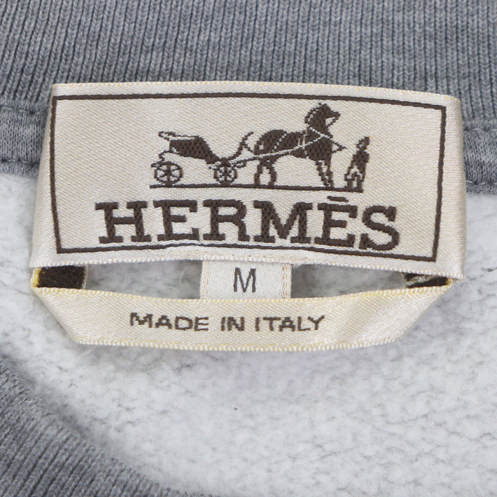 Great HERMES sweat Run H Crew neck sweatshirt pullover gray cotton mens M