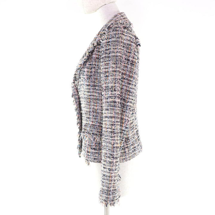 Good CHANEL Jacket COCO Button Ribbon Tweed Multi cotton Women 38 04A P23159