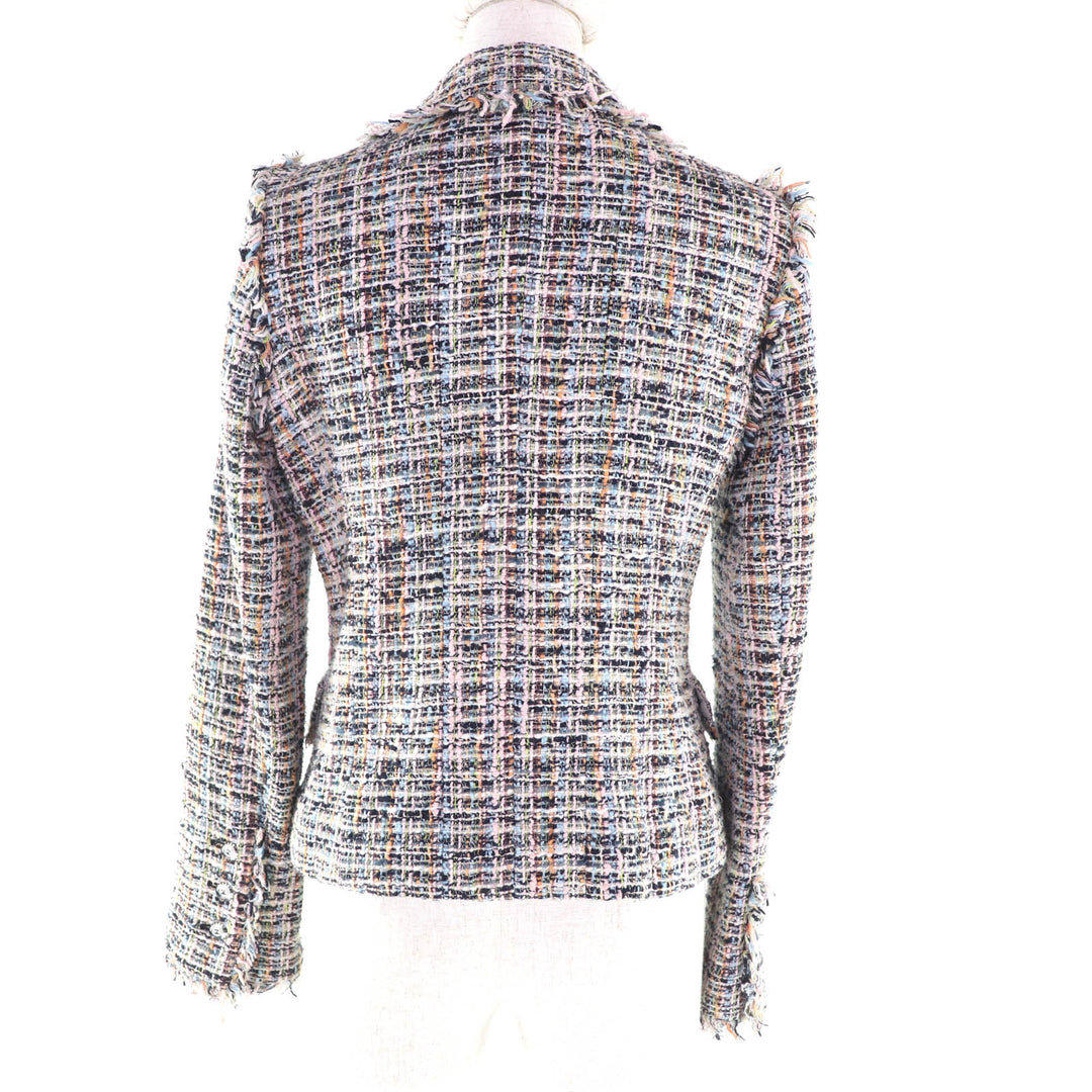 Good CHANEL Jacket COCO Button Ribbon Tweed Multi cotton Women 38 04A P23159