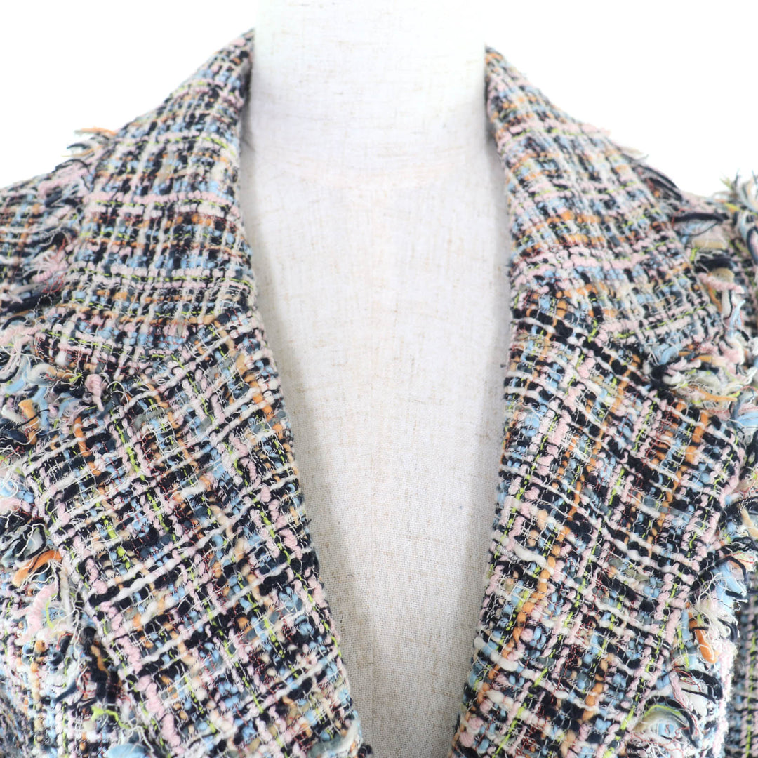 Good CHANEL Jacket COCO Button Ribbon Tweed Multi cotton Women 38 04A P23159
