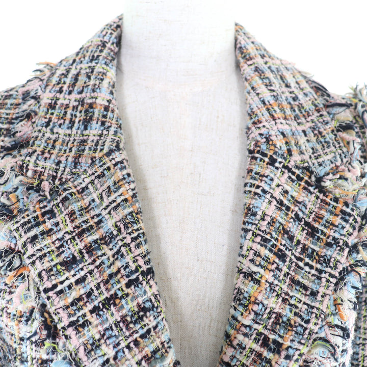 Good CHANEL Jacket COCO Button Ribbon Tweed Multi cotton Women 38 04A P23159