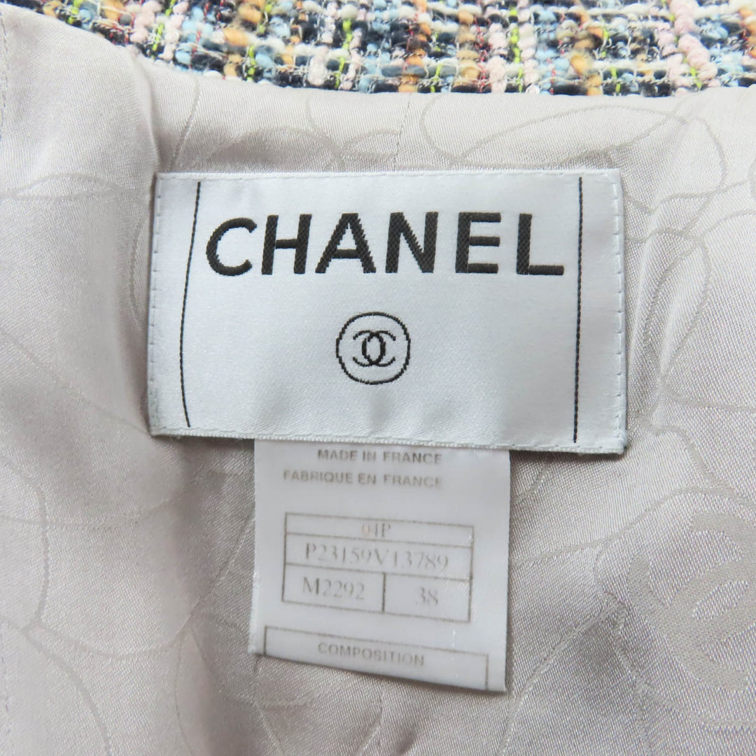 Good CHANEL Jacket COCO Button Ribbon Tweed Multi cotton Women 38 04A P23159