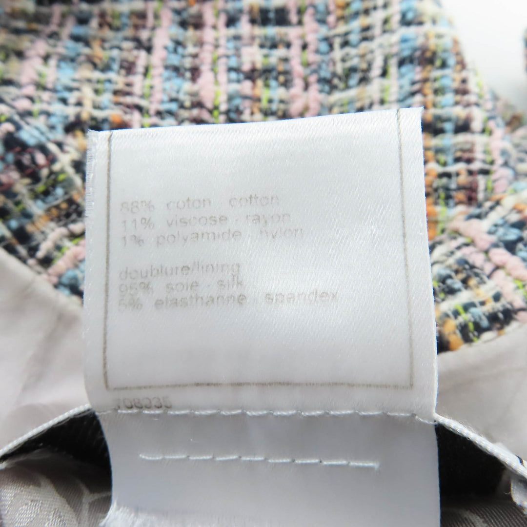 Good CHANEL Jacket COCO Button Ribbon Tweed Multi cotton Women 38 04A P23159