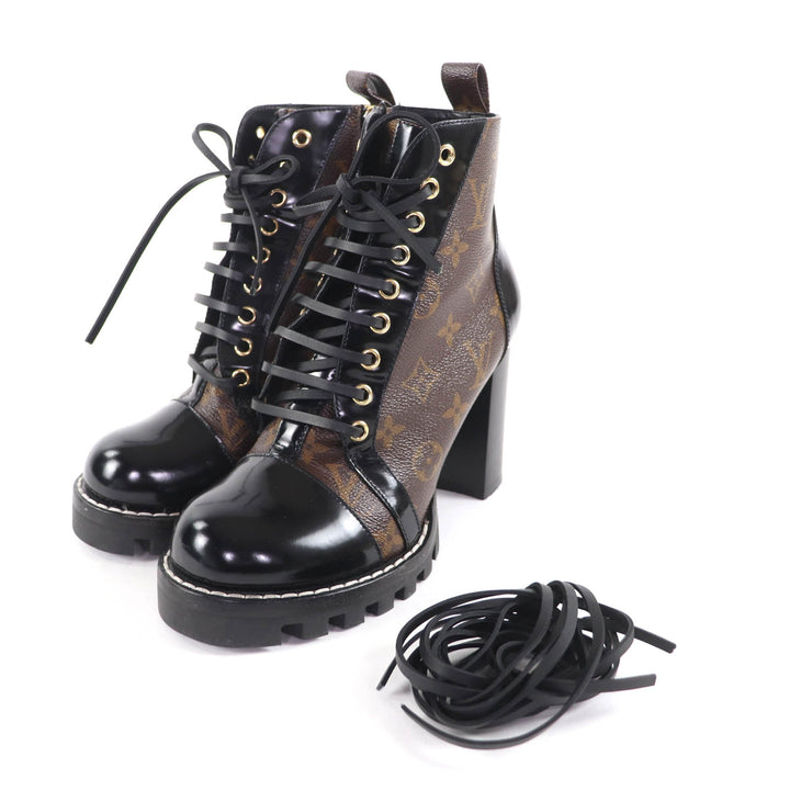 Great LOUIS VUITTON short boots Star Trail Line Brown Monogram canvas Women 38