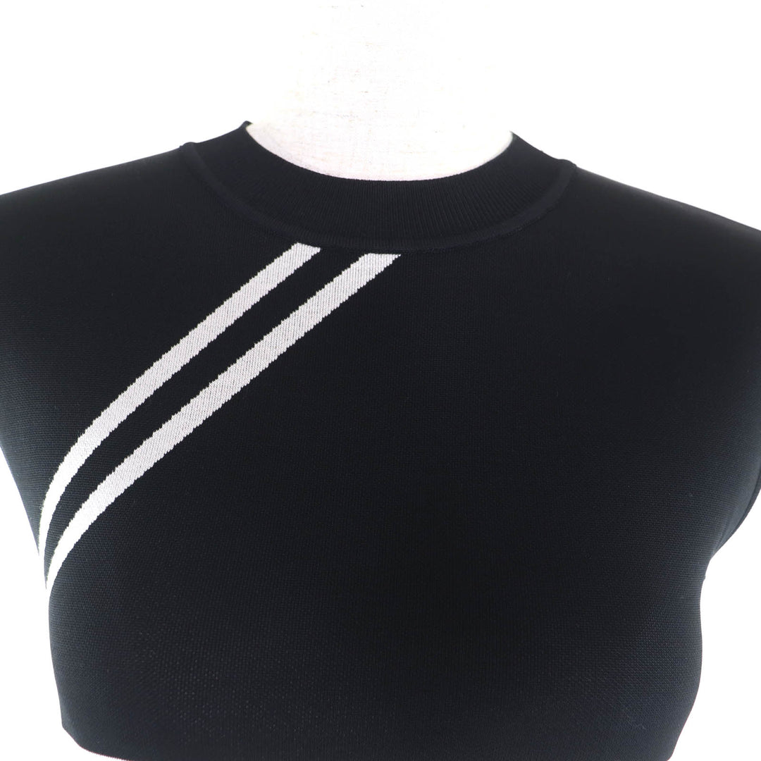 Excellent HERMES one piece All-over pattern cross line sleeveless black Rayon 34