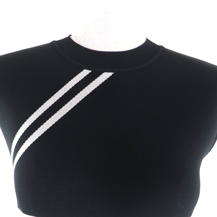 Excellent HERMES one piece All-over pattern cross line sleeveless black Rayon 34