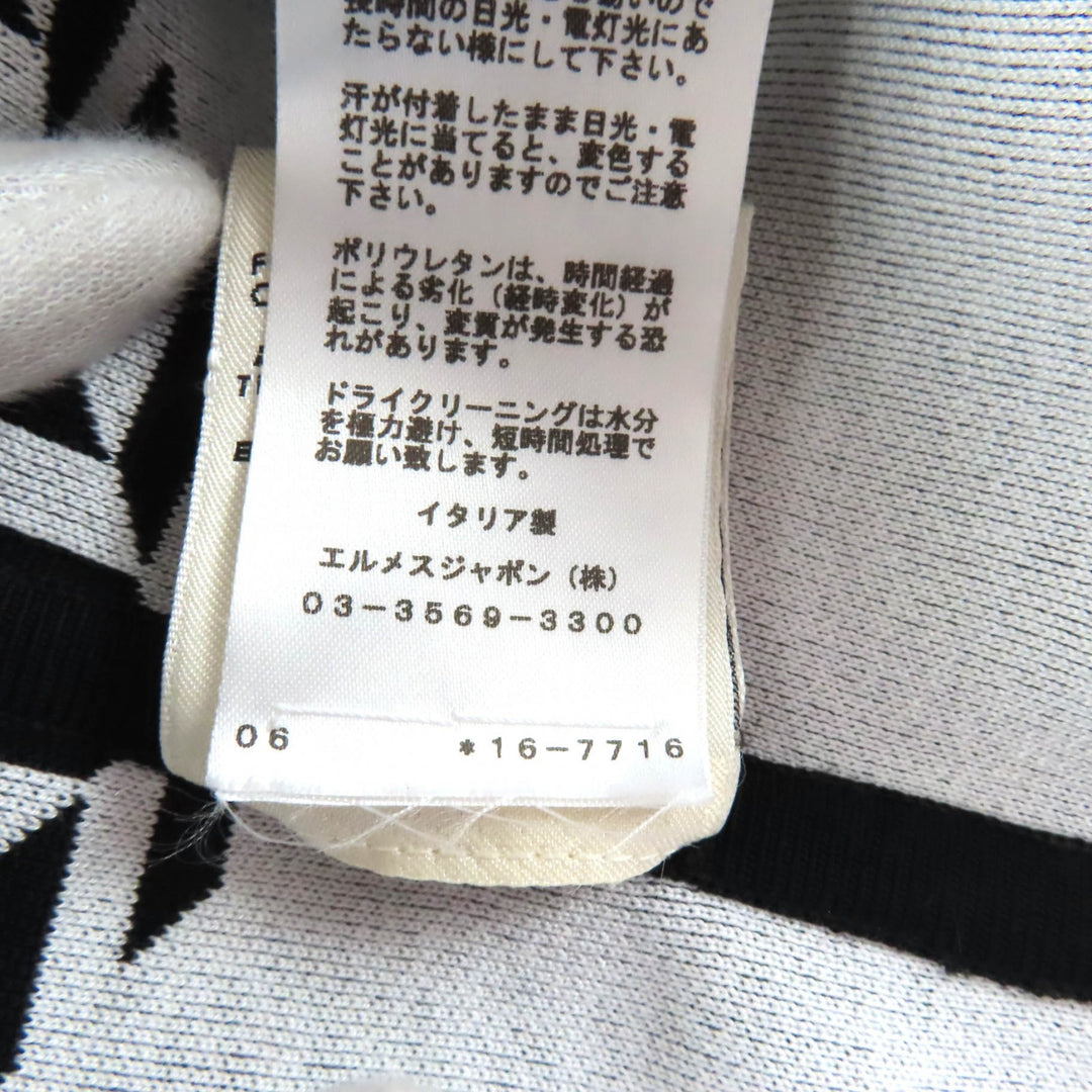 Excellent HERMES one piece All-over pattern cross line sleeveless black Rayon 34