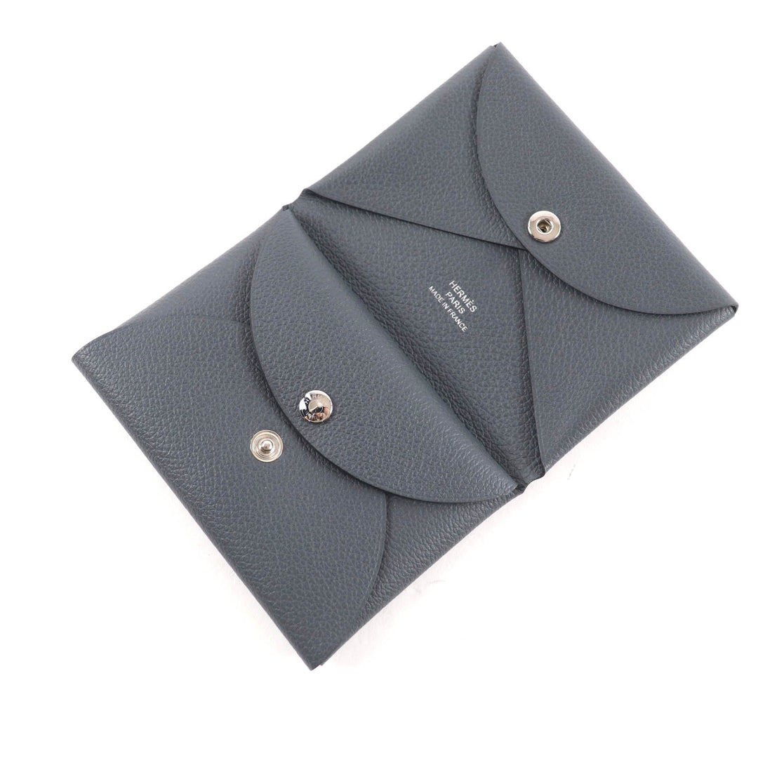 Great HERMES Coin case Calvi duo Evercolor Leather Women