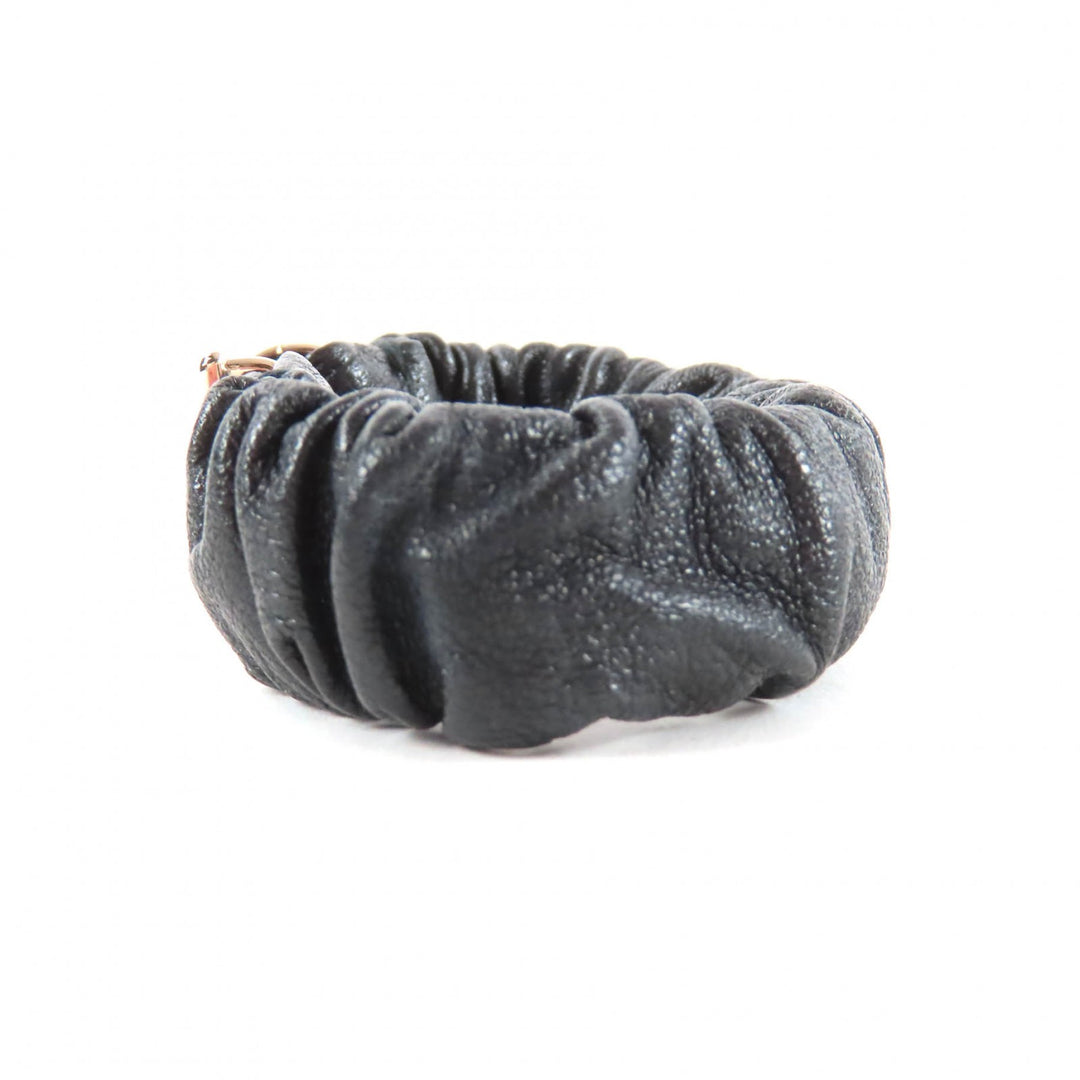 Great CHANEL Shush COCO Mark Hair Tie black lambskin Leather B21B AB6832