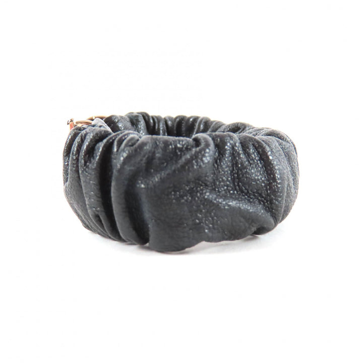 Great CHANEL Shush COCO Mark Hair Tie black lambskin Leather B21B AB6832