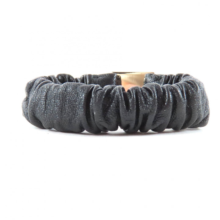 Great CHANEL Shush COCO Mark Hair Tie black lambskin Leather B21B AB6832