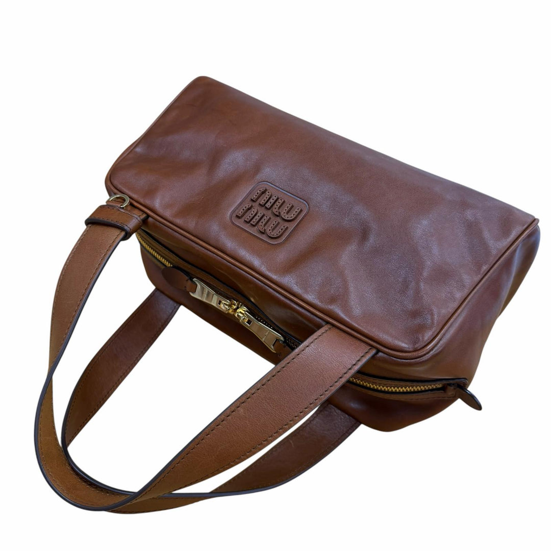 Excellent MIUMIU Handbag Brown leather mens