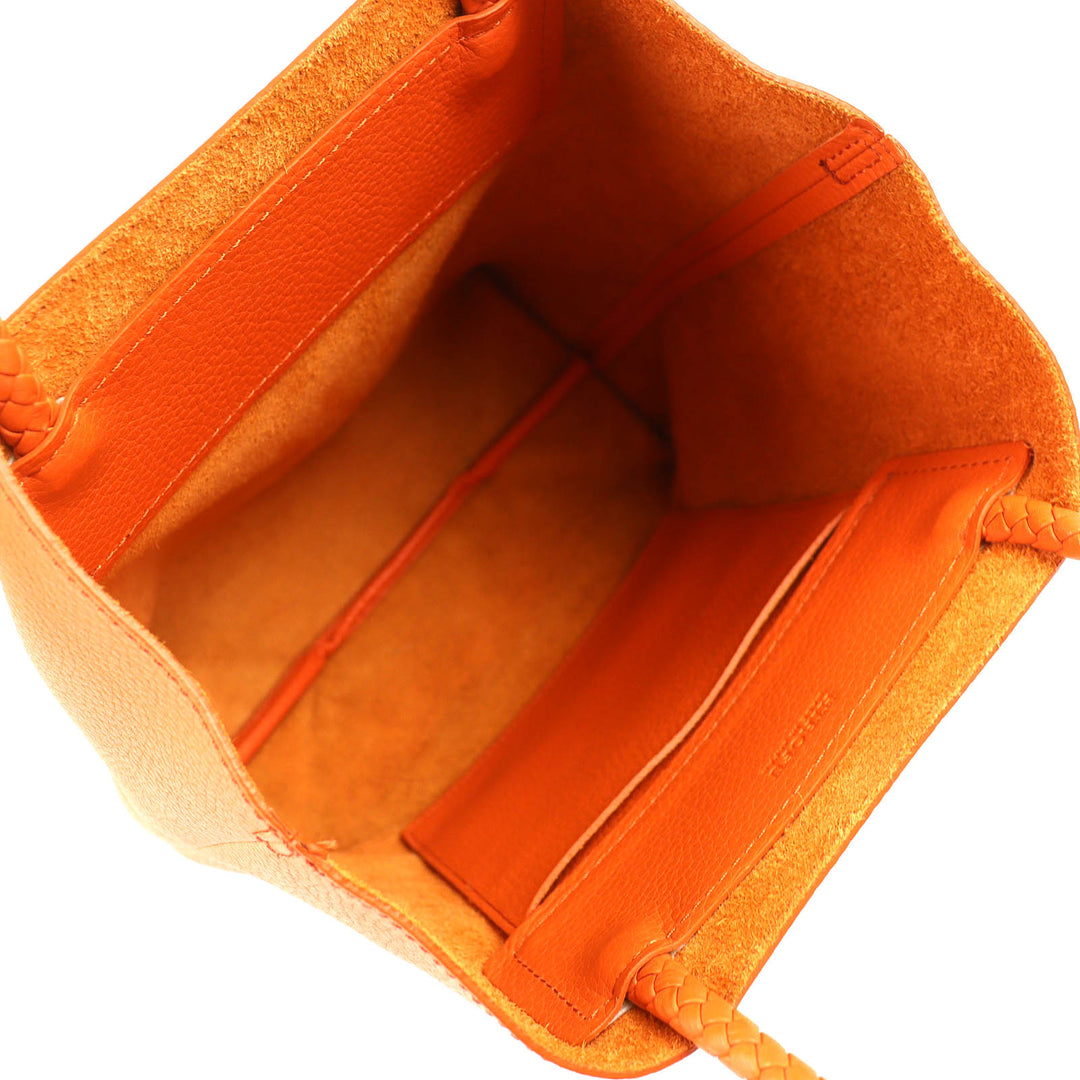 Excellent HIROFU Tote Bag Chester Leather Tote Bag M Logo Mesh Handle Orange