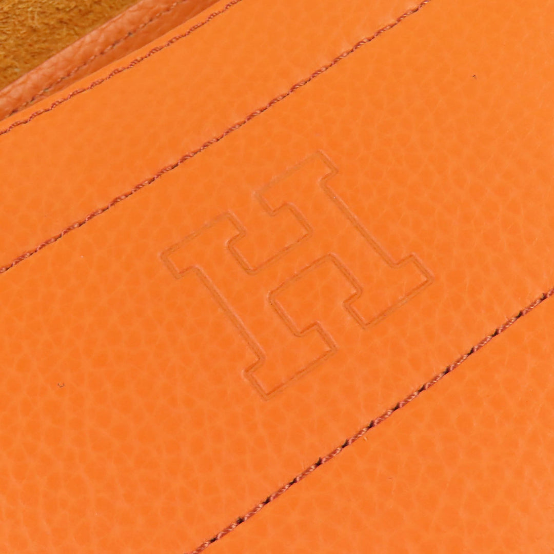 Excellent HIROFU Tote Bag Chester Leather Tote Bag M Logo Mesh Handle Orange