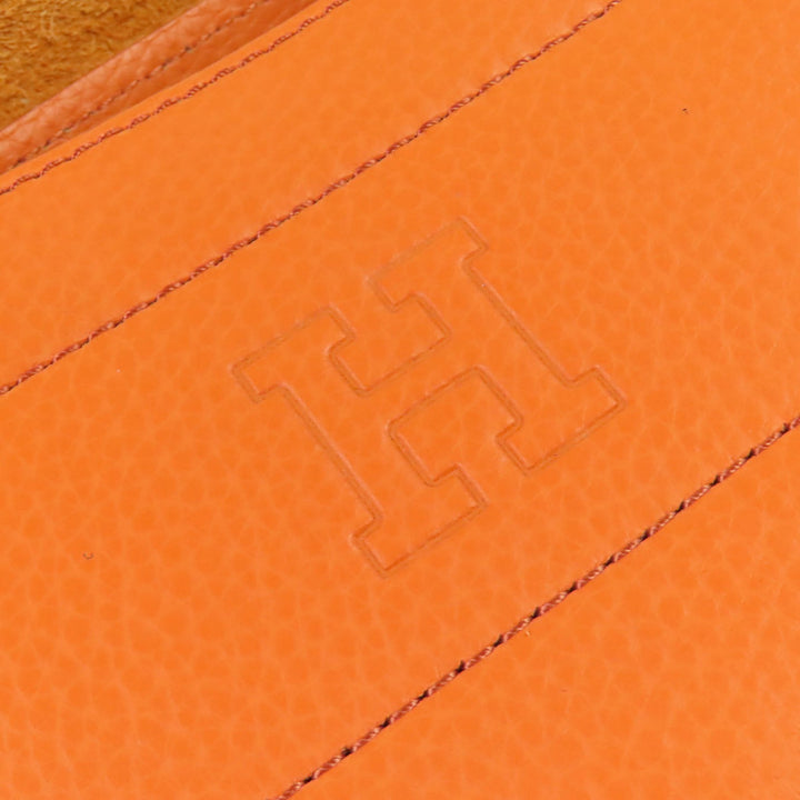 Excellent HIROFU Tote Bag Chester Leather Tote Bag M Logo Mesh Handle Orange