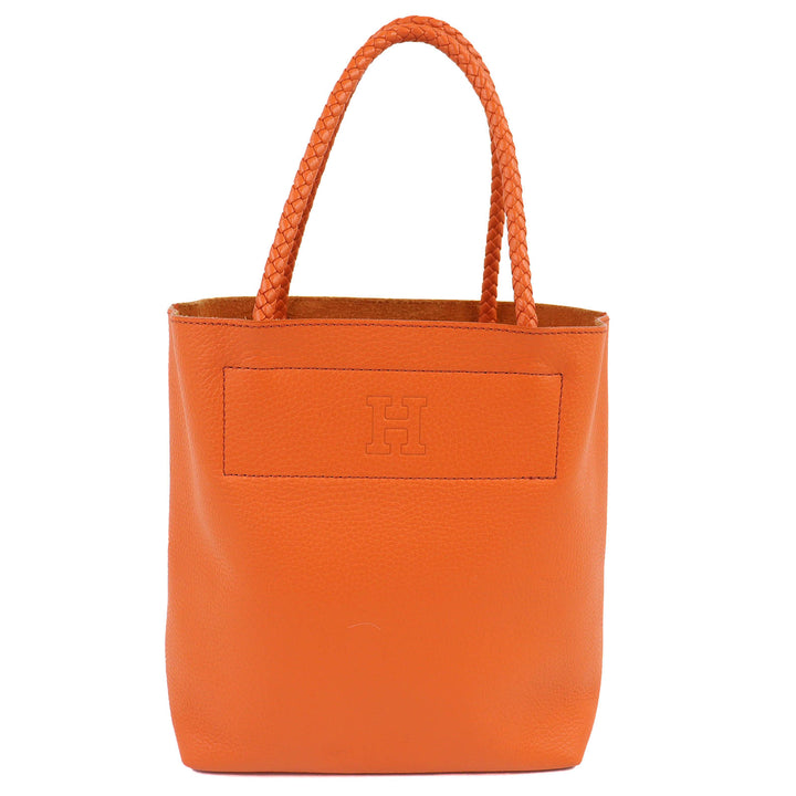 Excellent HIROFU Tote Bag Chester Leather Tote Bag M Logo Mesh Handle Orange