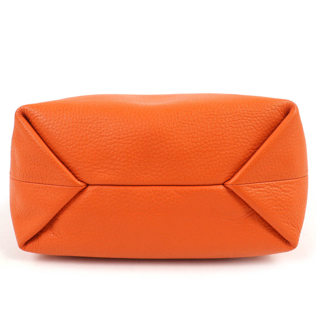 Excellent HIROFU Tote Bag Chester Leather Tote Bag M Logo Mesh Handle Orange