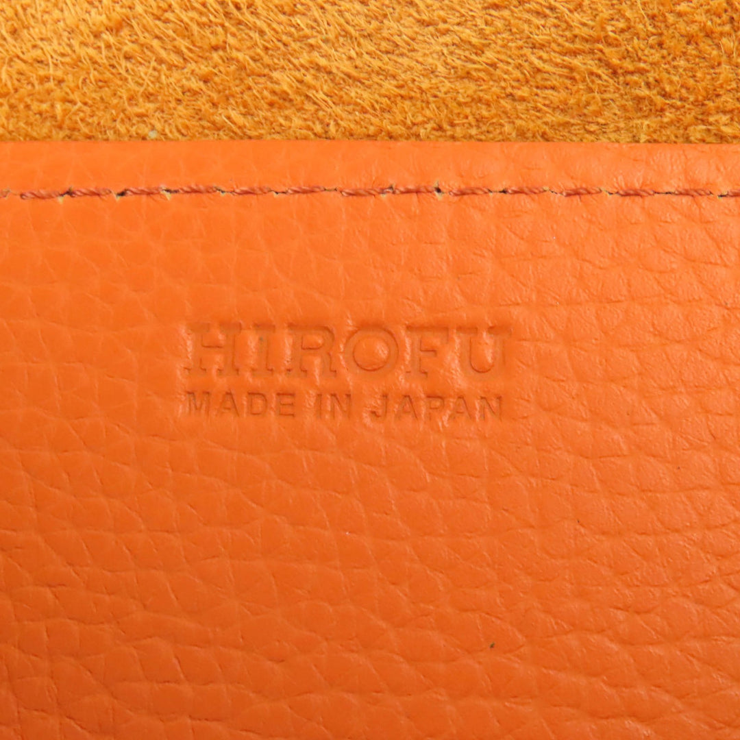 Excellent HIROFU Tote Bag Chester Leather Tote Bag M Logo Mesh Handle Orange