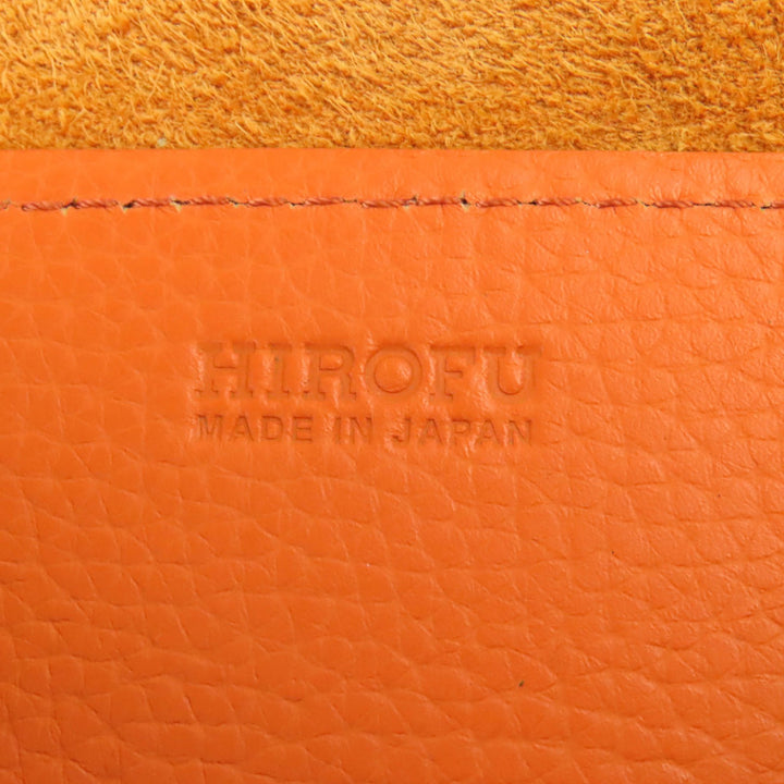 Excellent HIROFU Tote Bag Chester Leather Tote Bag M Logo Mesh Handle Orange