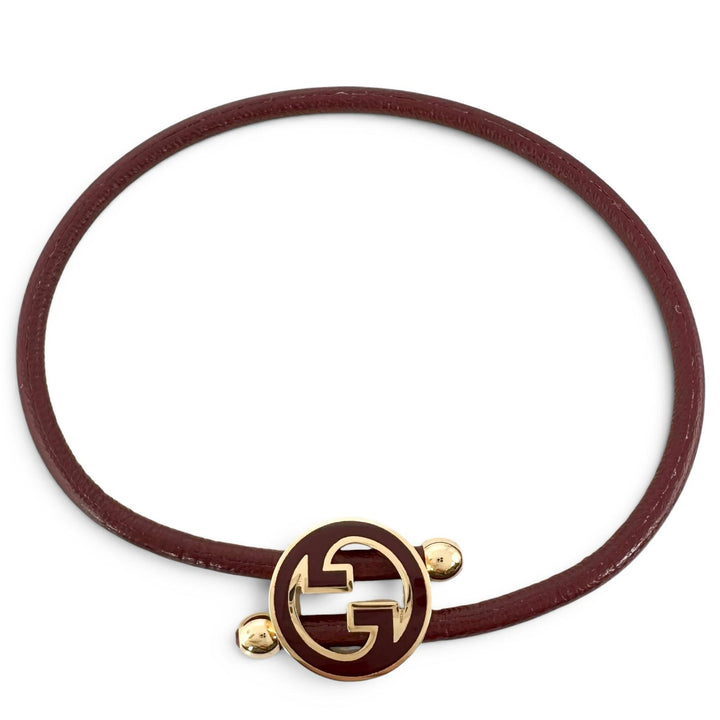 Pristine GUCCI bracelet Lacquer finish round interlocking G wine-red 837355