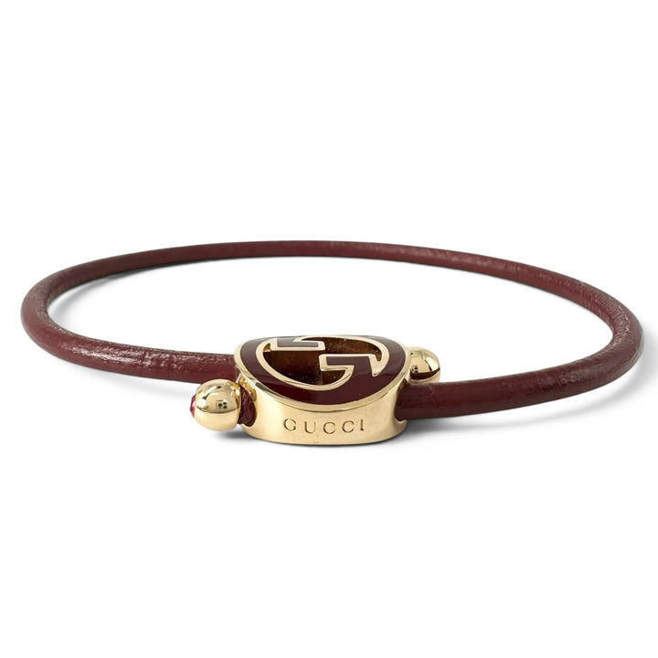 Pristine GUCCI bracelet Lacquer finish round interlocking G wine-red 837355
