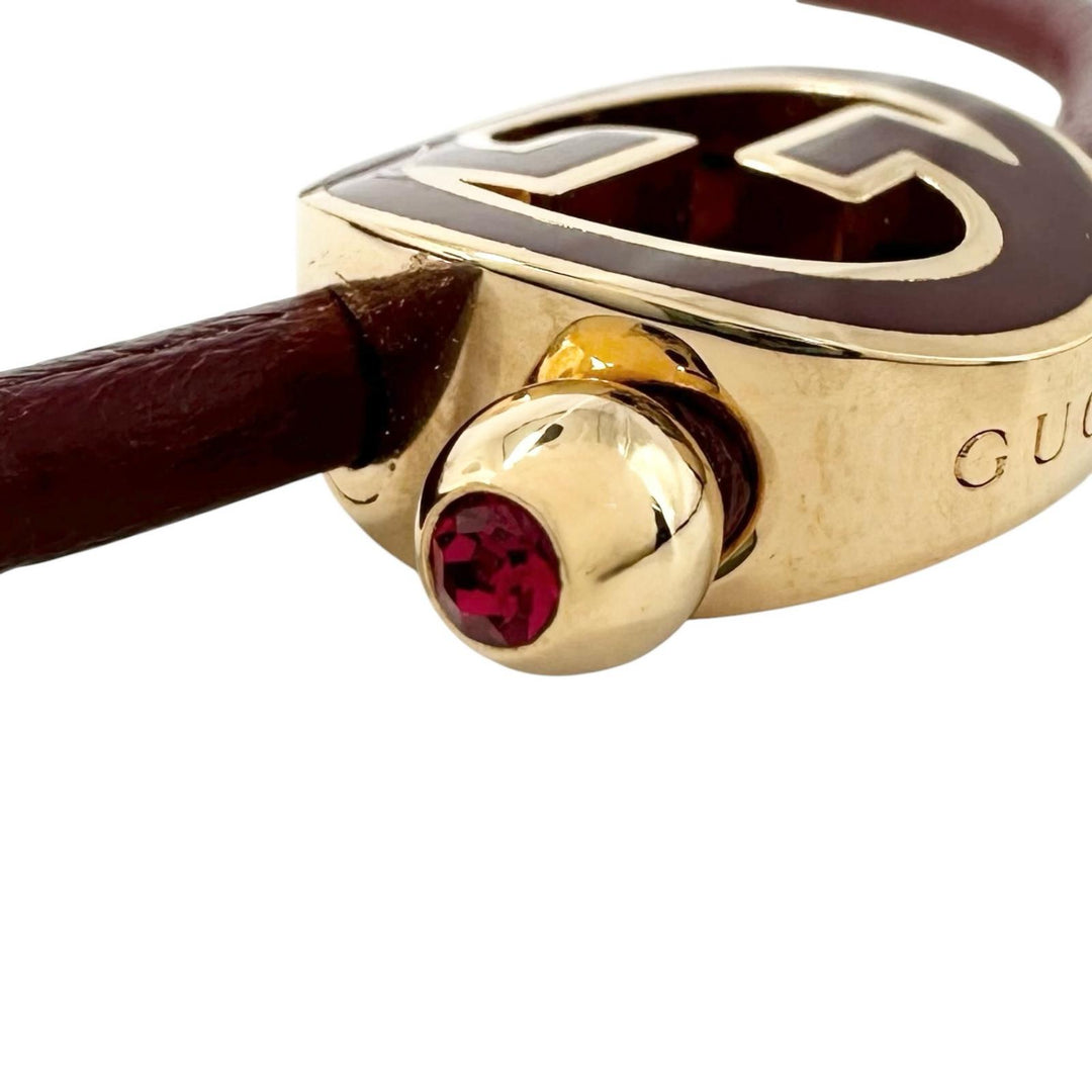 Pristine GUCCI bracelet Lacquer finish round interlocking G wine-red 837355