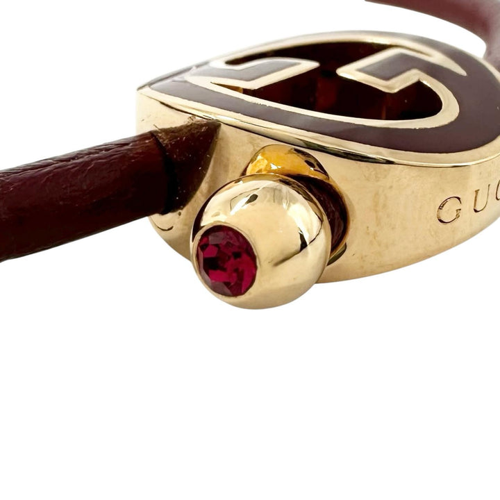 Pristine GUCCI bracelet Lacquer finish round interlocking G wine-red 837355