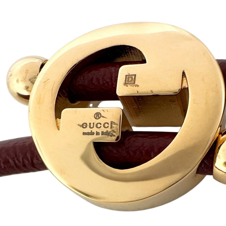 Pristine GUCCI bracelet Lacquer finish round interlocking G wine-red 837355