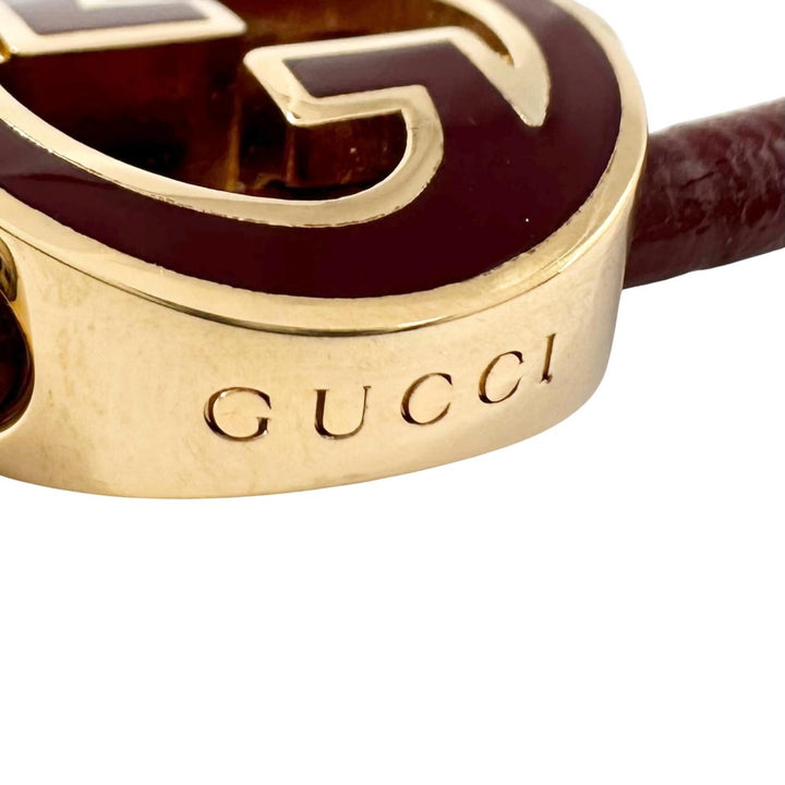 Pristine GUCCI bracelet Lacquer finish round interlocking G wine-red 837355