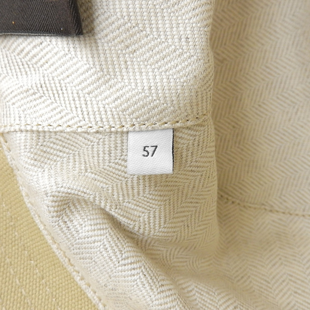 Excellent LOEWE hat Leather logo patch canvas bucket beige Women 57