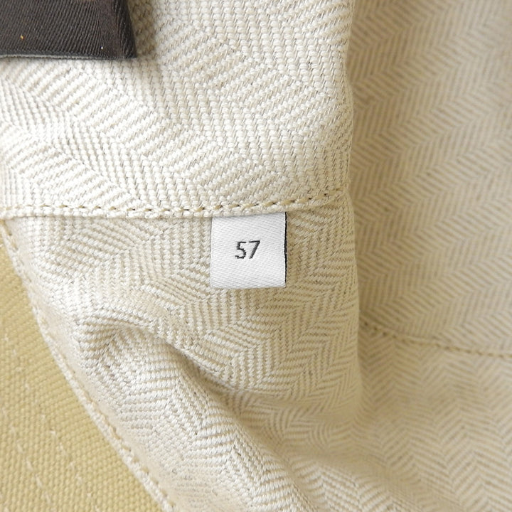 Excellent LOEWE hat Leather logo patch canvas bucket beige Women 57