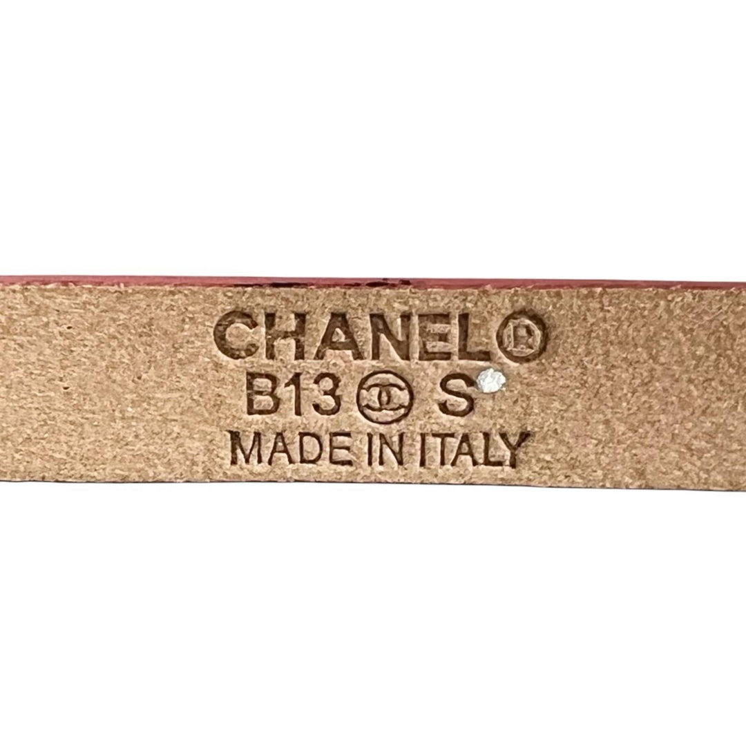 Excellent CHANEL belt B13 COCO Mark Buckle pink Patent leather Women