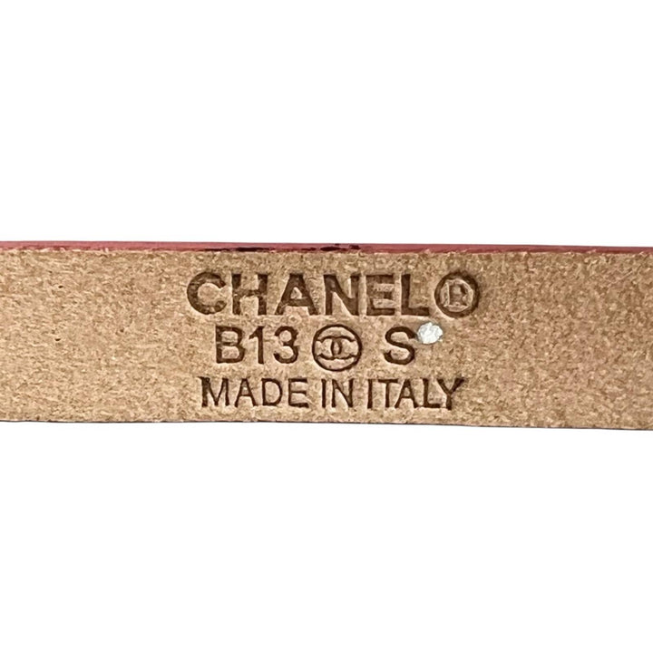 Excellent CHANEL belt B13 COCO Mark Buckle pink Patent leather Women