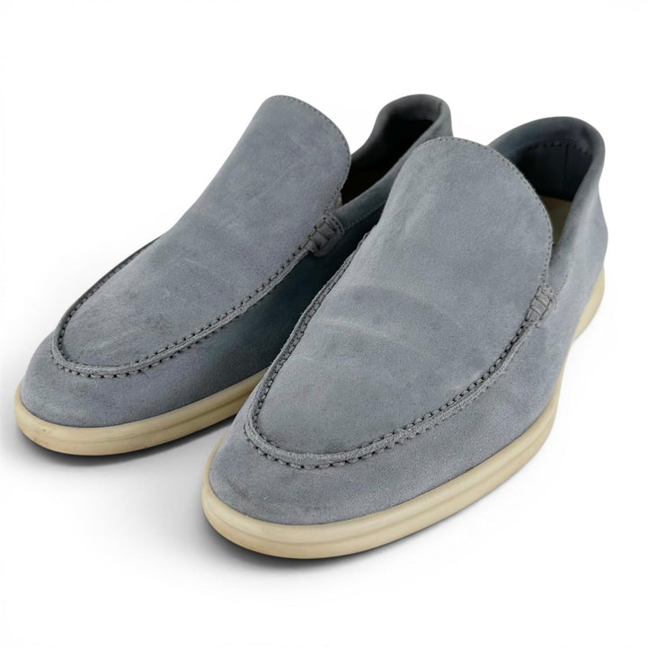 Great Loro Piana Moccasin SUMMER WALK gray Suede leather mens 40.5 52625L