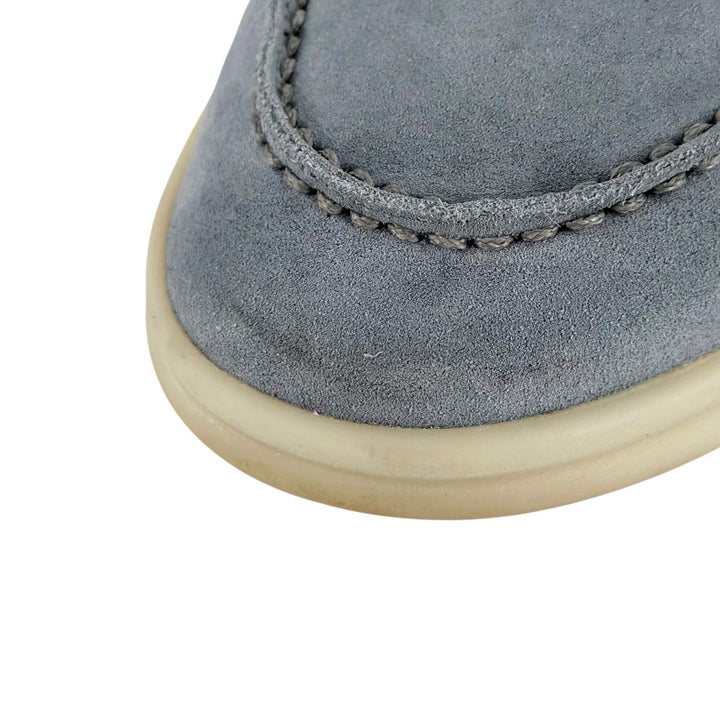 Great Loro Piana Moccasin SUMMER WALK gray Suede leather mens 40.5 52625L