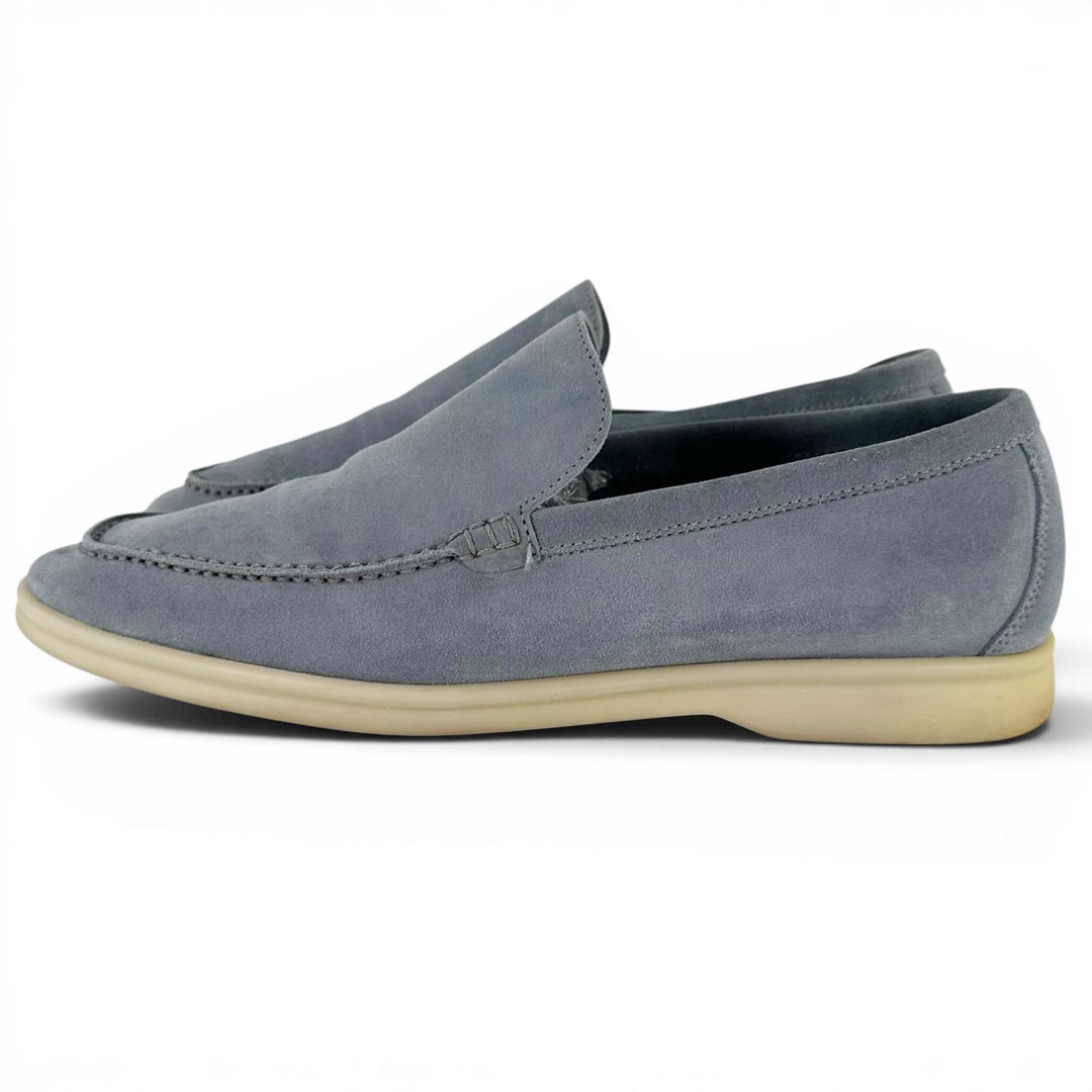 Great Loro Piana Moccasin SUMMER WALK gray Suede leather mens 40.5 52625L